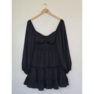 Altar'd State Black Babydoll Dress Womens Size Medium Edythe Mini Whimsical Goth